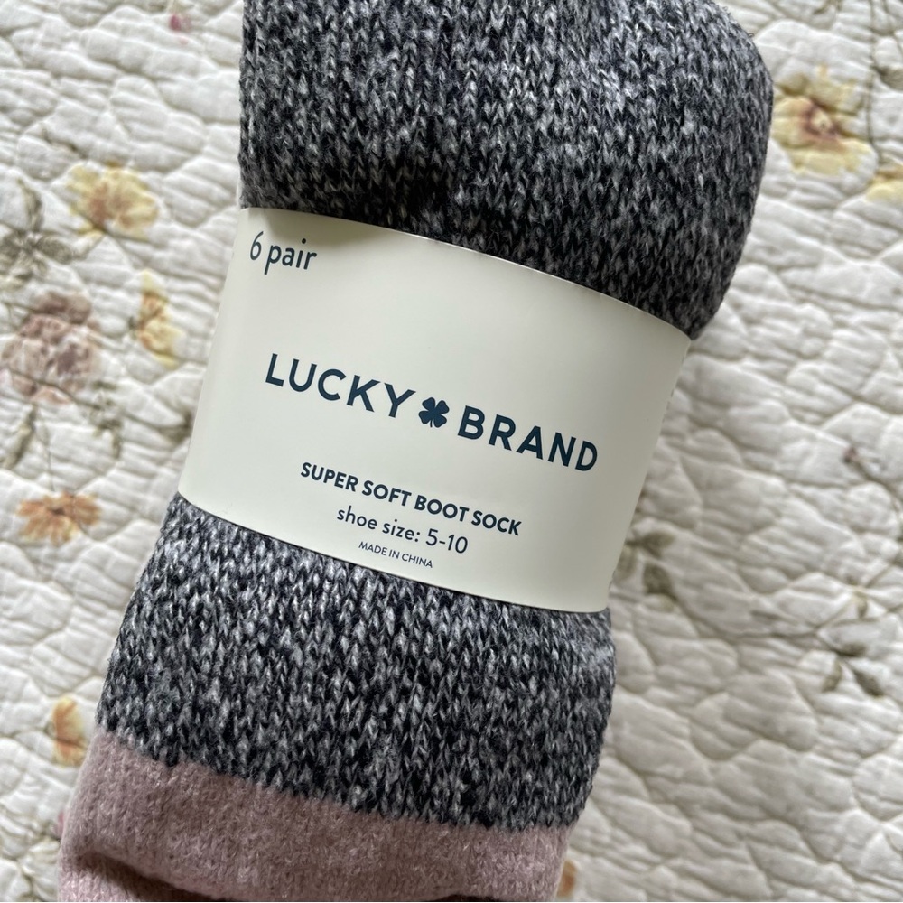 NWT W’s Lucky Brand Super Soft Boot Sock - sizes 5-10 - 6 pack